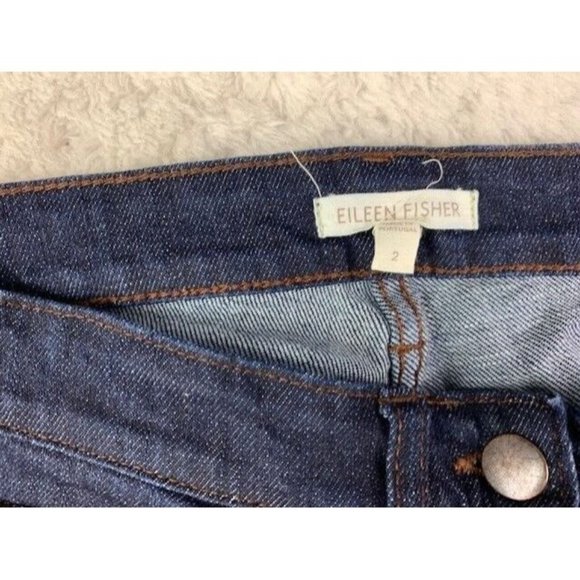 Eileen Fisher Size 2 Womens Jeans Mid Rise Stretch Dark Wash Straight - Picture 2 of 4